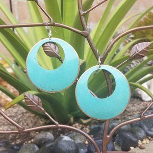Handmade Copper Earrings in Turquoise